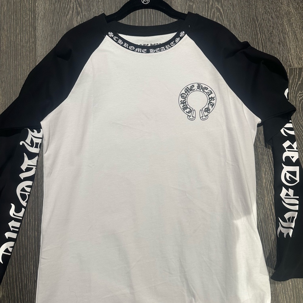 Chrome Hearts Black & White Raglan Graphic Long Sleeve Tee